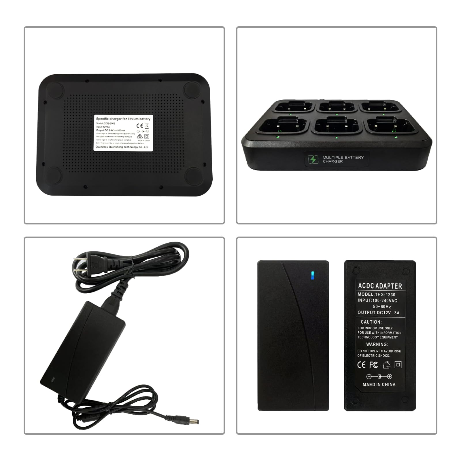 Amazon | QUANSHENG トランシーバー 6ウェイ充電器 充電時間と場所の
